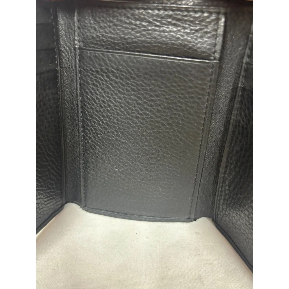 Calvin Klein Mens Black Pebbled Leather Trifold Wallet Embossed CK Logo